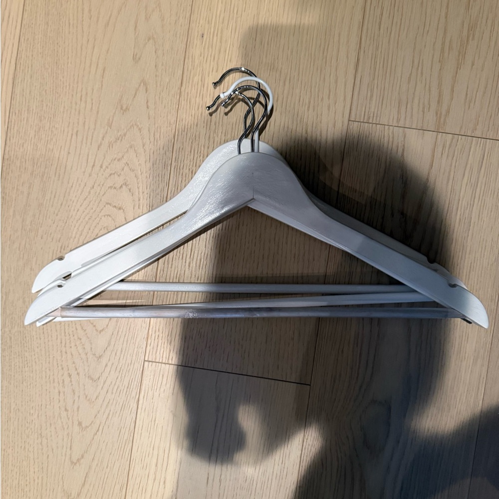 Set of White Wooden Hangers